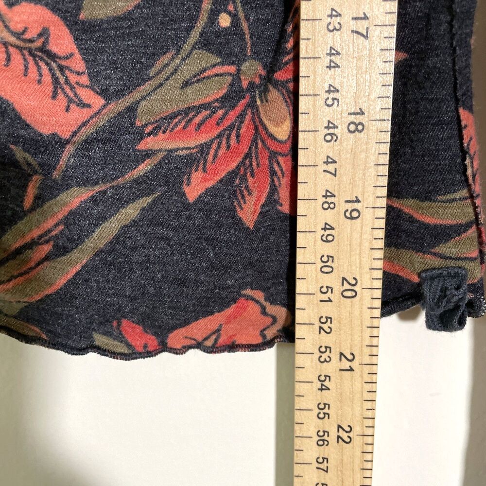 Free People Dreamed of You Charcoal Grey Floral Print Long Sleeve Top Large - Picture 6 of 8